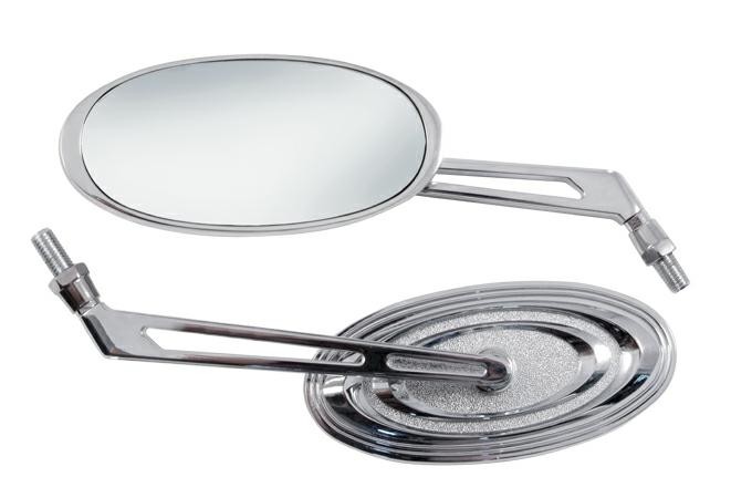 Specchio Retrovisore Moto Coppia Specchietti Chopper Custom Cromo DX+SX