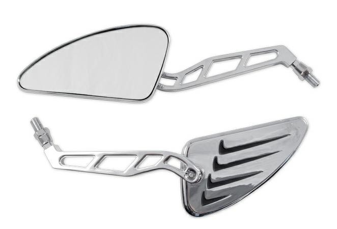 Specchio Retrovisore Moto Chopper Custom Coppia Specchietti Cromo DX+SX