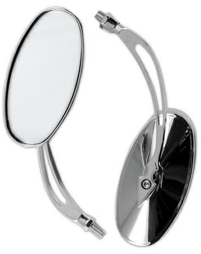 Specchio Custom Retrovisore Moto Chopper Coppia Specchietti Cromo DX+SX