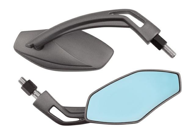 Coppia Specchietti Moto Specchio Retrovisore Naked Custom Metallo Argento DX+SX
