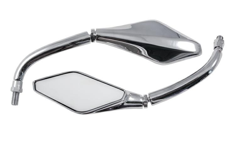 Abbigliamento Moto e Accessori - Coppia Specchietti Specchio Retrovisore Moto  Custom Naked Metallo Cromo DX+SX
