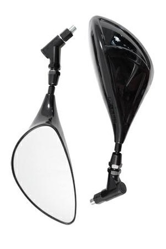 Abbigliamento Moto e Accessori - Coppia Specchietti Specchio Retrovisore  Ricambio Moto Naked Scooter Nero DX+SX