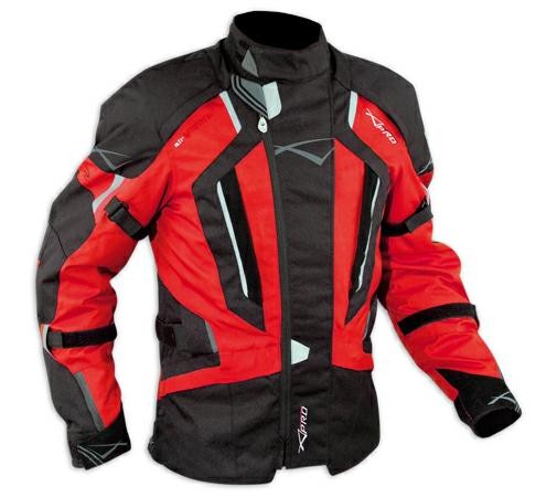 Giacca Touring Moto Cordura Tessuto Protezioni CE Impermeabile Rosso
