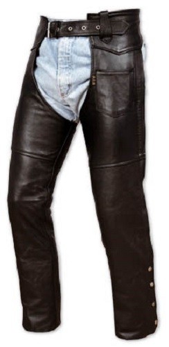 Abbigliamento Moto e Accessori - Chaps Pantaloni Western Pelle Moto Custom  Chopper Chiusura Zip Laterale