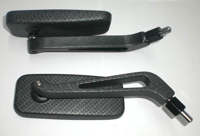Coppia Specchietti Specchio Retrovisore Moto Naked Custom Metallo Carbon DX+SX