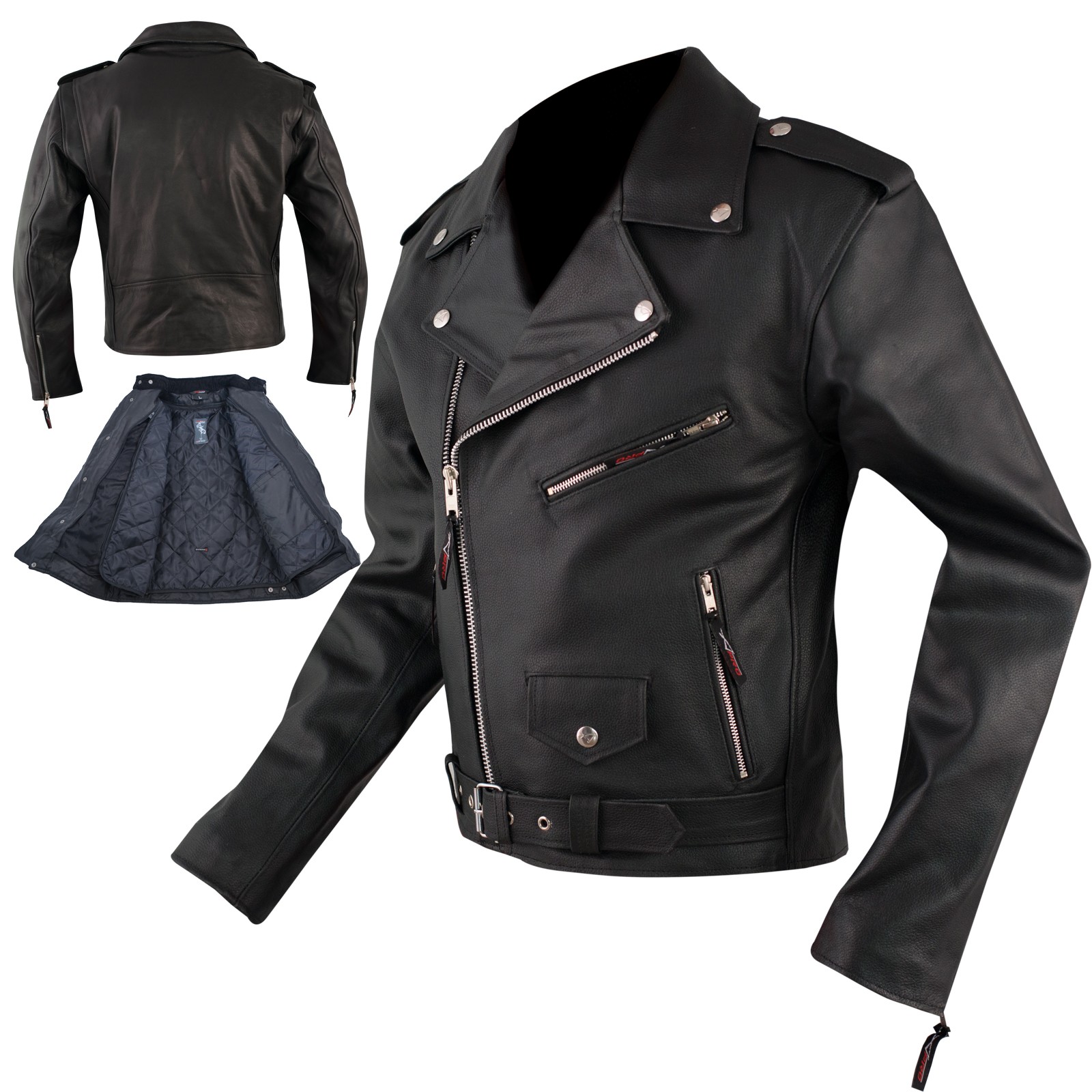 Abbigliamento Moto e Accessori - Custom Moto Pelle Giubbotto Giacca Vintage  Retro Classic Bikers Chiodo