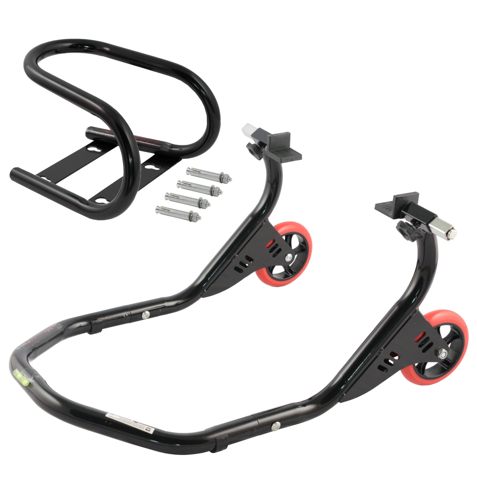 Cavalletto Alza Moto Posteriore con blocca ruota a cuneo anteriore universale