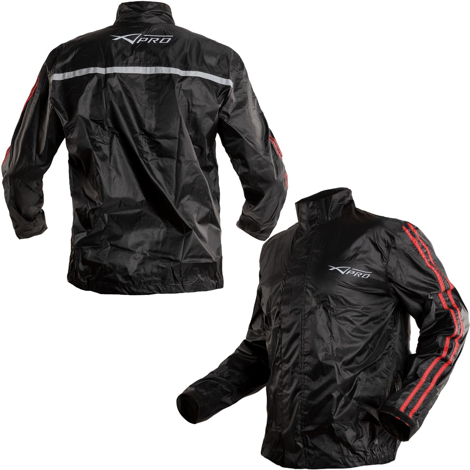 Rain-Jacket-Over-Coat-Lined-Scooter-Motorcycle-Warterproof-Motorbike-Red-Composit