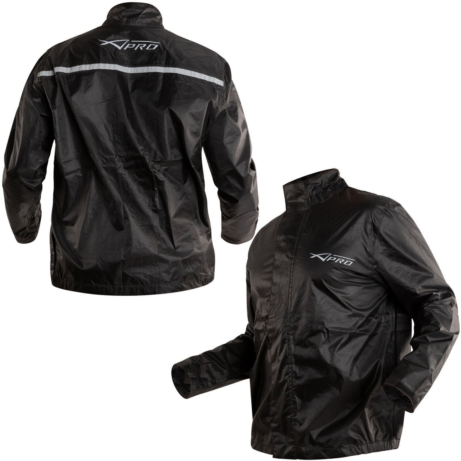 Rain-Jacket-Motorbike-Over-Coat-Motorcycle-Scooter-Warterproof-Lined-Black-Composit