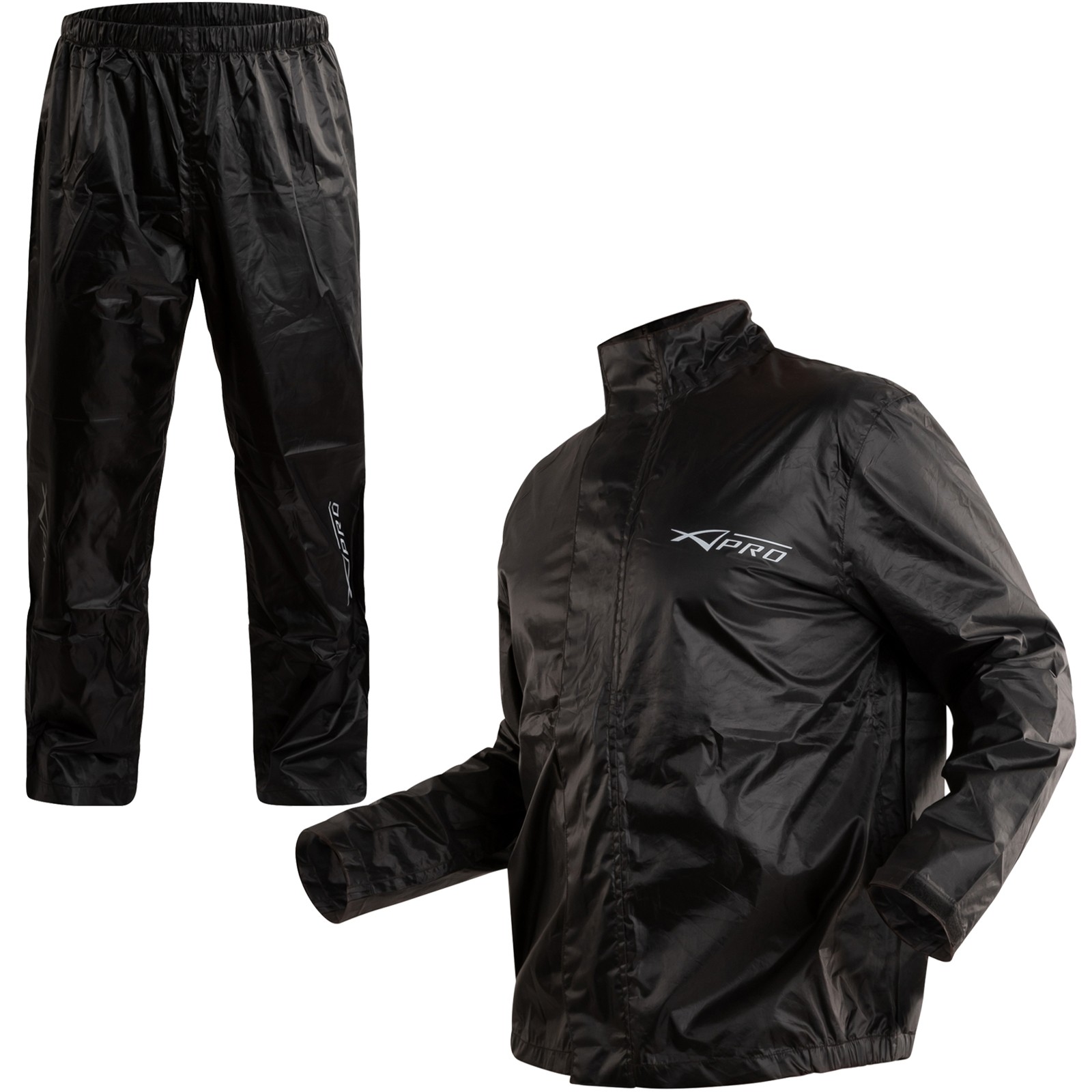 Waterproof-Jacket-Motorbike-Motorcycle-Trouser-Over-2pcs-Rain-Suit-Scooter-Black-Composit