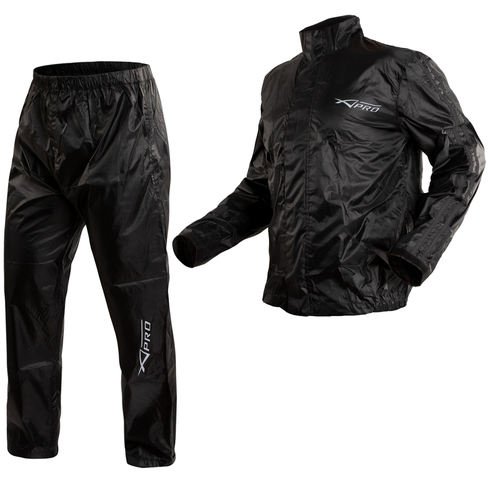 Abbigliamento Moto e Accessori - Tuta Impermeabile Giacca Pantaloni  Combinazione Antipioggia alta Nero Visibilità