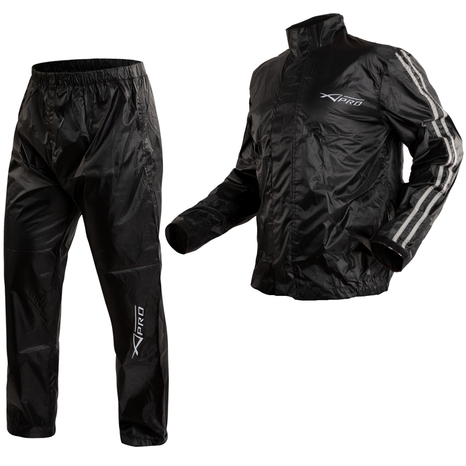 Waterproof-Trousers-Jacket-Rainproof-High-Visibility-Scooter-Moto-Silver-A-PRO-Composit