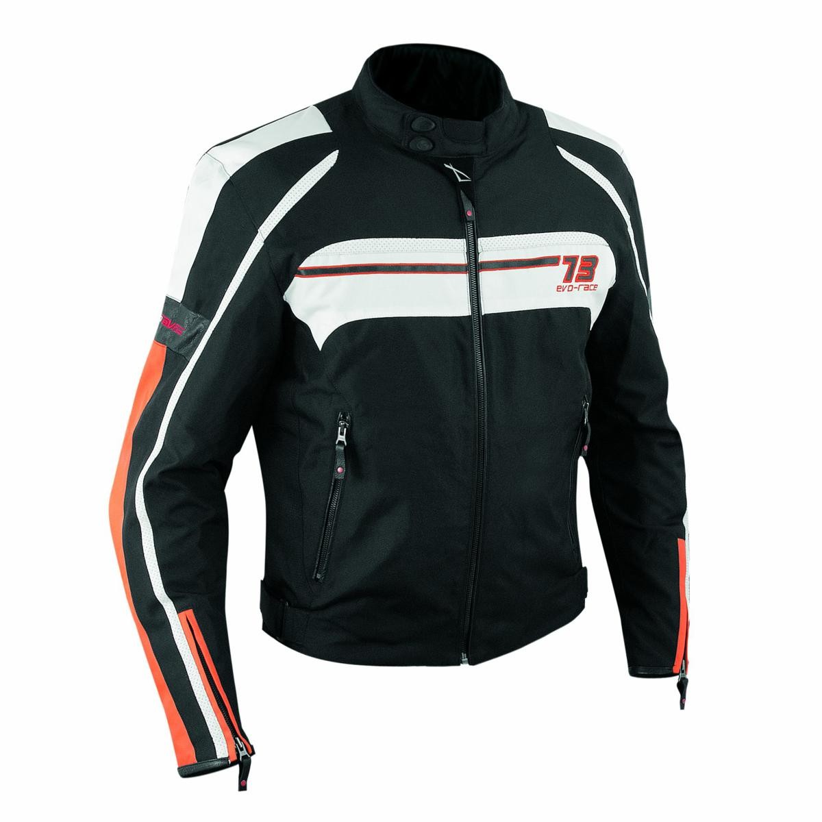 Giacca Moto Sport Impermeabile Sfoderabile Tessuto Inserti Pelle Arancione
