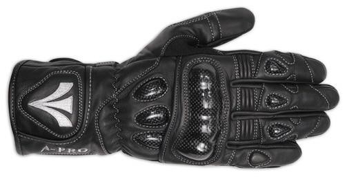 Guanto Sportivo Pista Moto Tecnico Protezioni Carbonio Professionale Pelle Nero