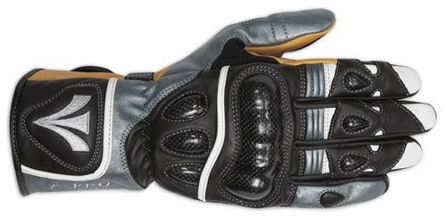 Guanto Sport Pista Moto Tecnico Protezioni Carbonio Professionale Pelle Argento