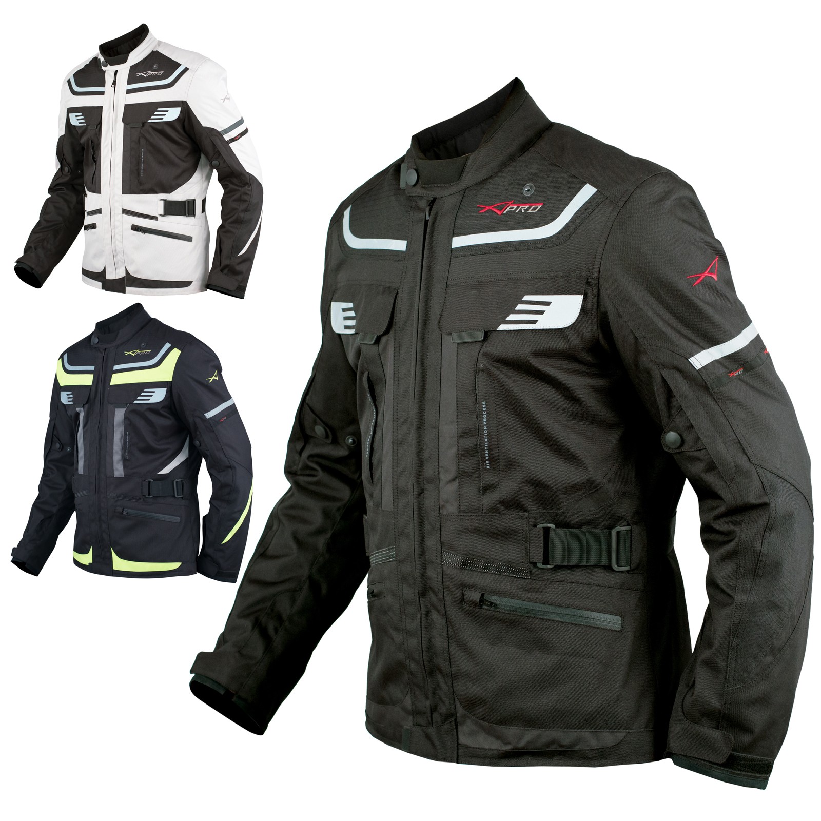 Giacca Moto Scooter Tessuto Protezioni CE Impermeabile Riflettente