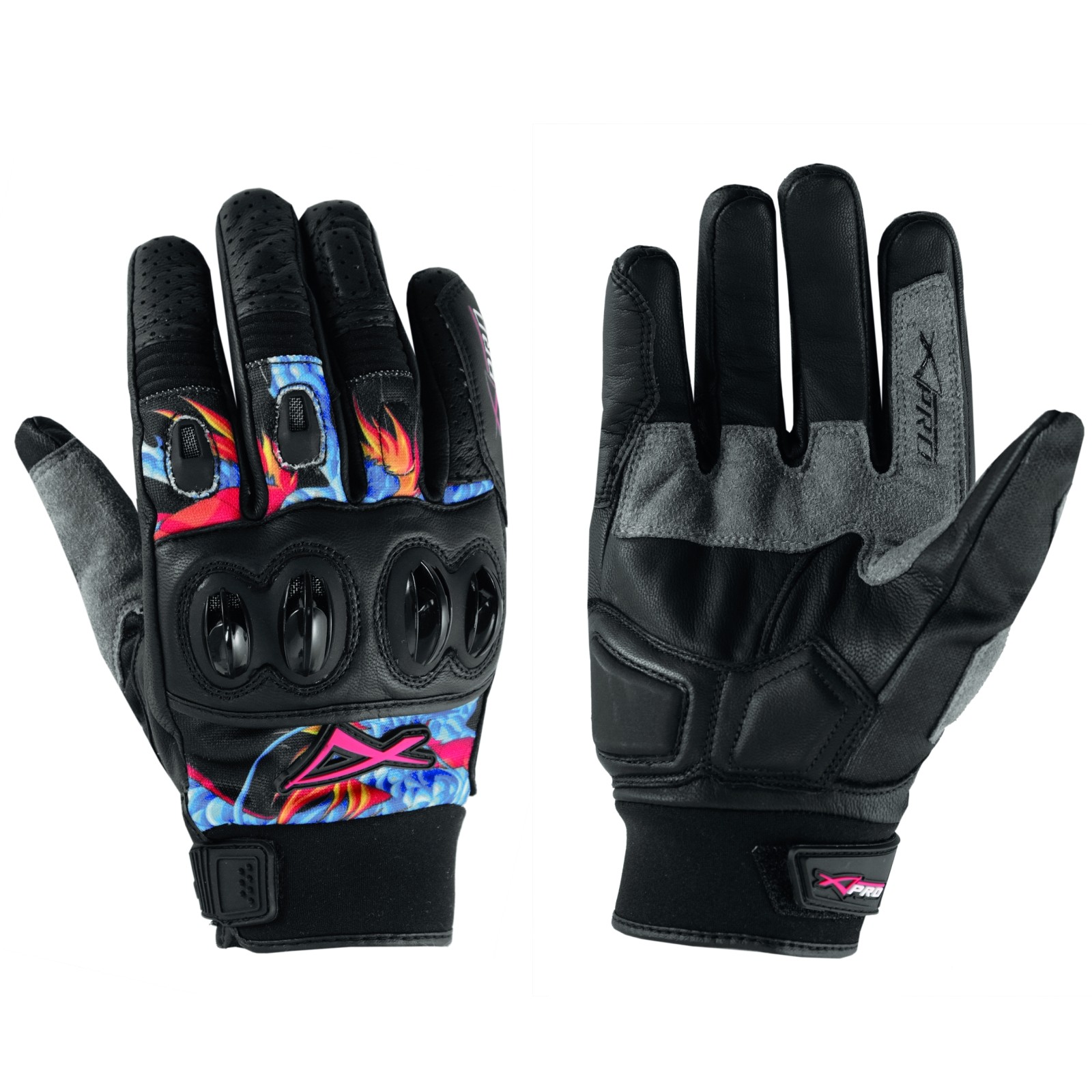 Guanto Pelle Tessuto Tecnico Traspirante Estivo Moto Motocross Blu