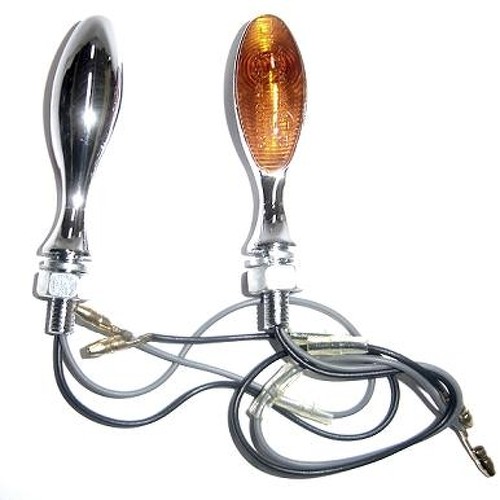 Coppia Indicatori Direzione Frecce Moto Custom Naked Universali Metallo Cromo