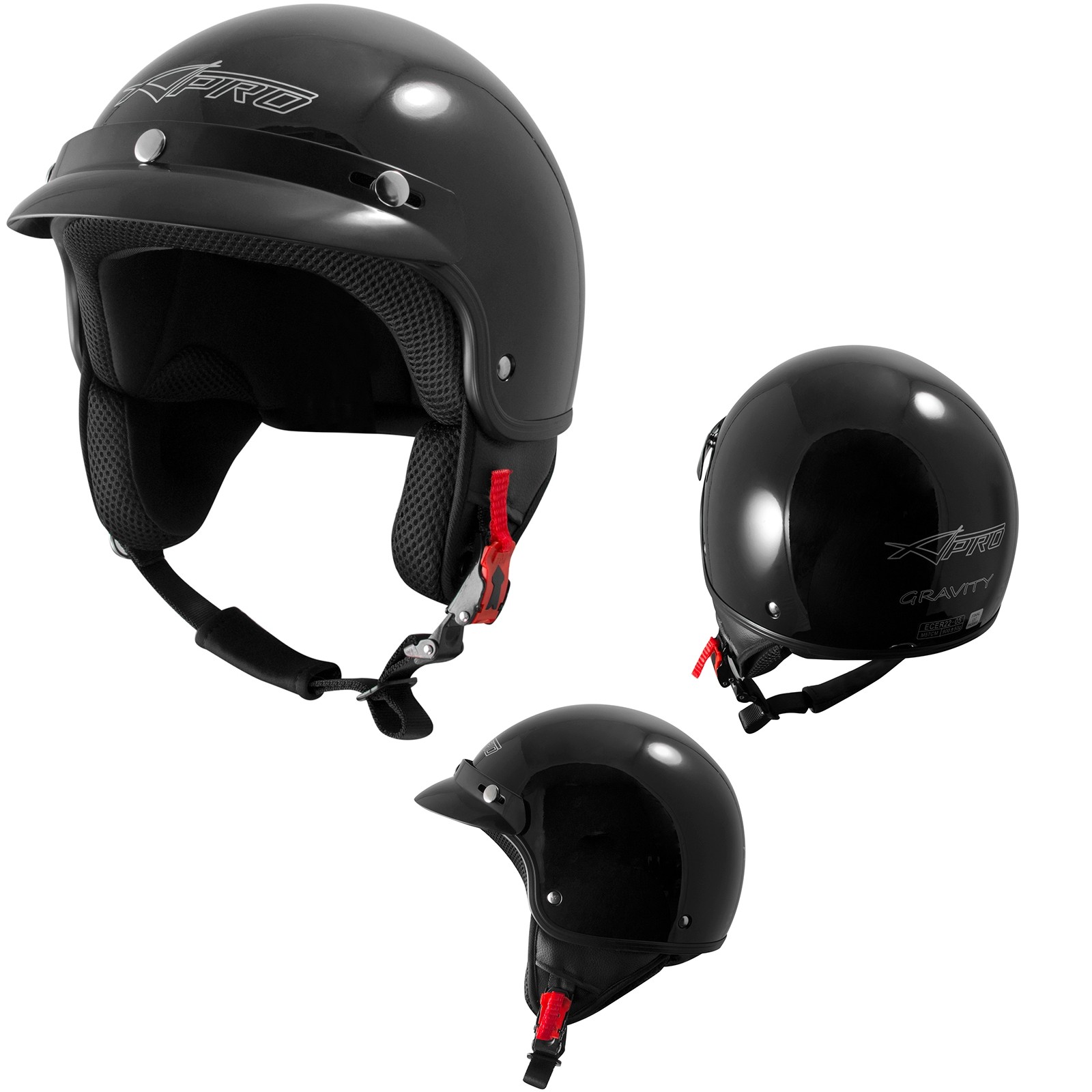 Gravity-Casco-Jet-Helmet-Motorcycle-Nero-Black-Sonic-Moto-A-Pro-Set