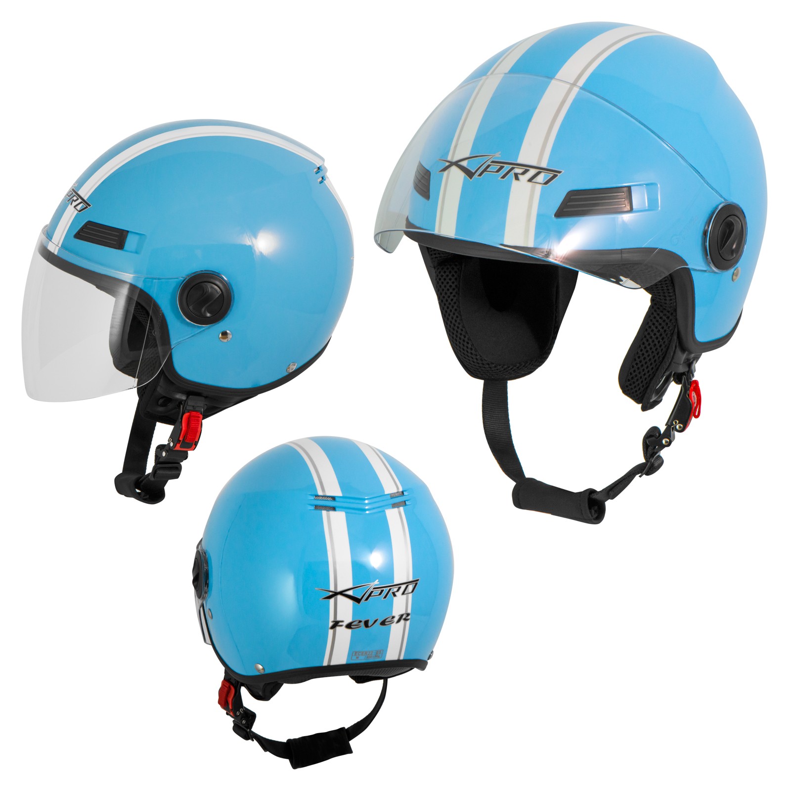 Jet Helmet Fever A-Pro Casco Blue Sonicmotoshop