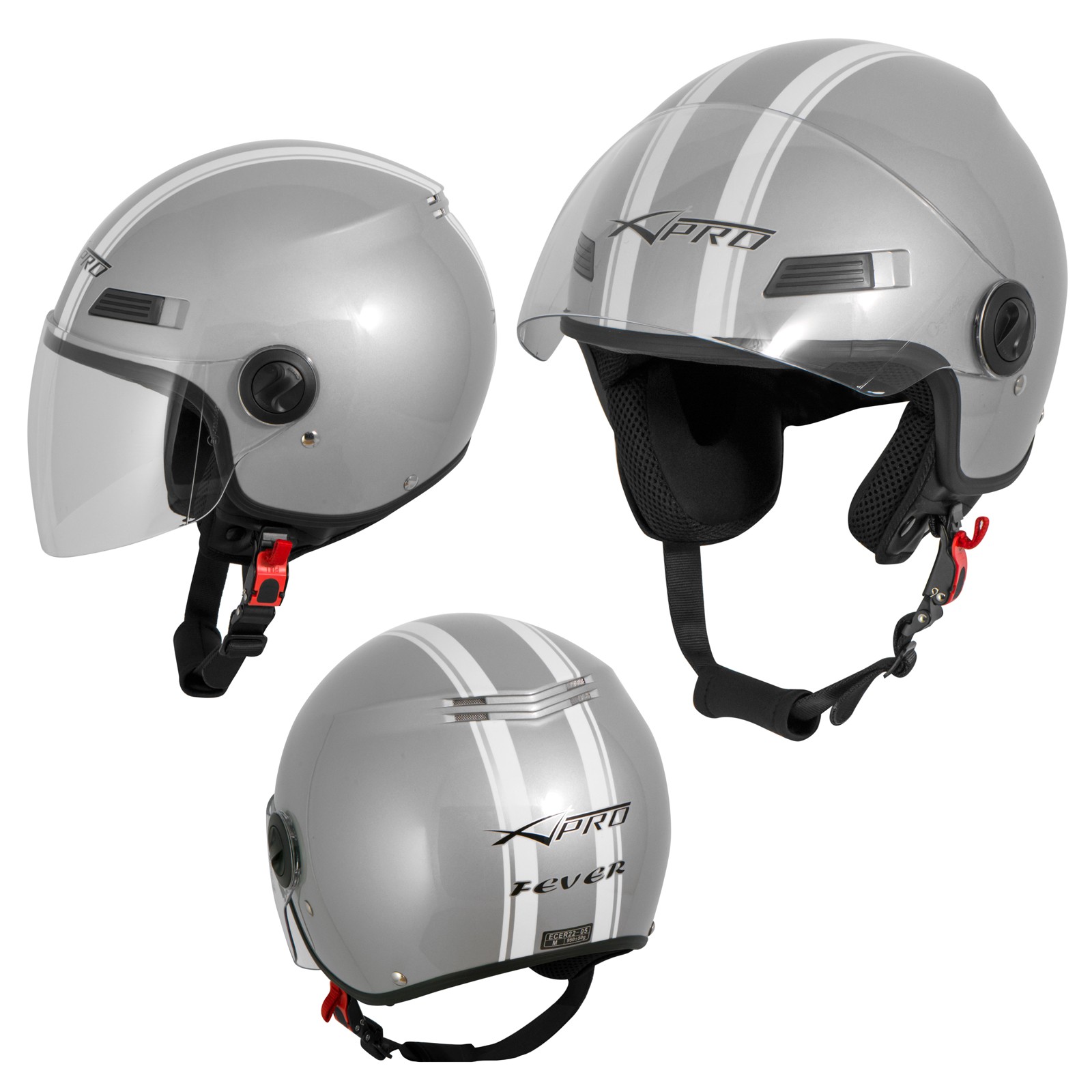 Jet Helmet Fever A-Pro Casco Silver Sonicmotoshop
