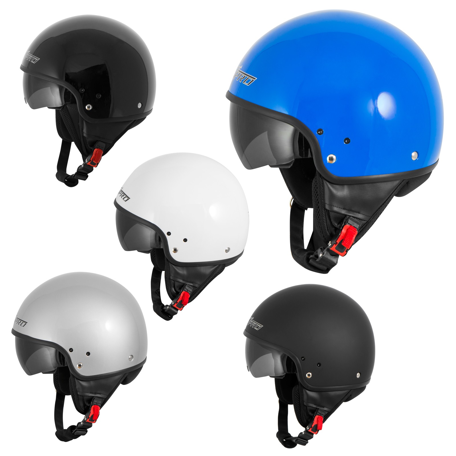 Abbigliamento Moto e Accessori - Casco Jet Scooter Moto Omologato ECE 22-05  Visiera Antigraffio Trasparente