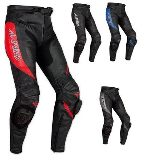 Abbigliamento Moto e Accessori - Pantaloni Racing Sport Pelle Moto  Protezioni con Sliders Saponette