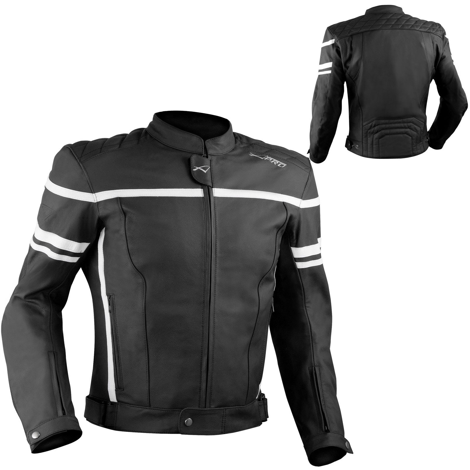 Giacca Giubbino Moto Pelle Sfoderabile Sport Custom Bianco Protezioni Omologate
