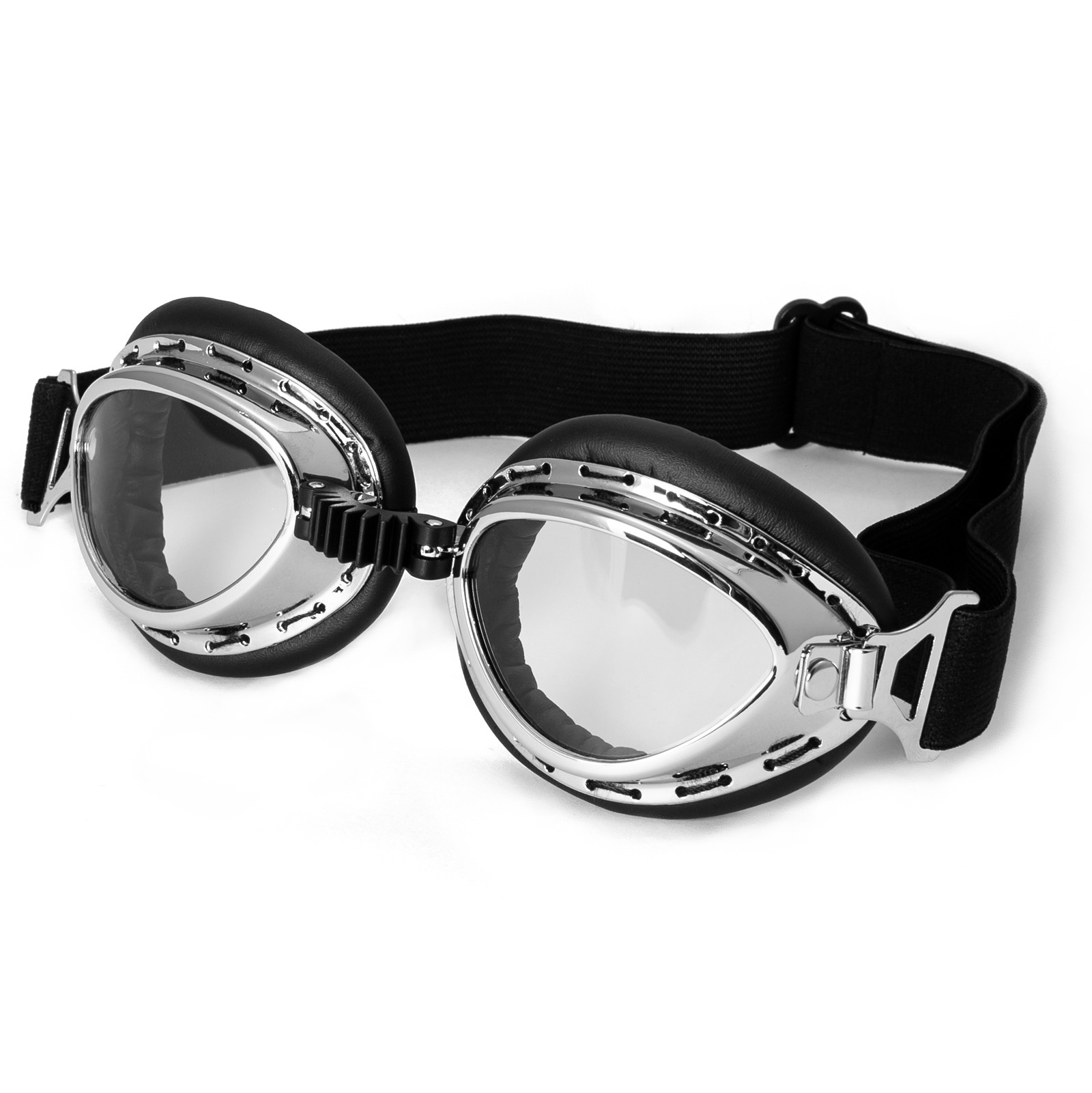 Abbigliamento Moto e Accessori - Occhiali Moto Vintage Retro Aviatore  Antivento Sport Maschera Argento