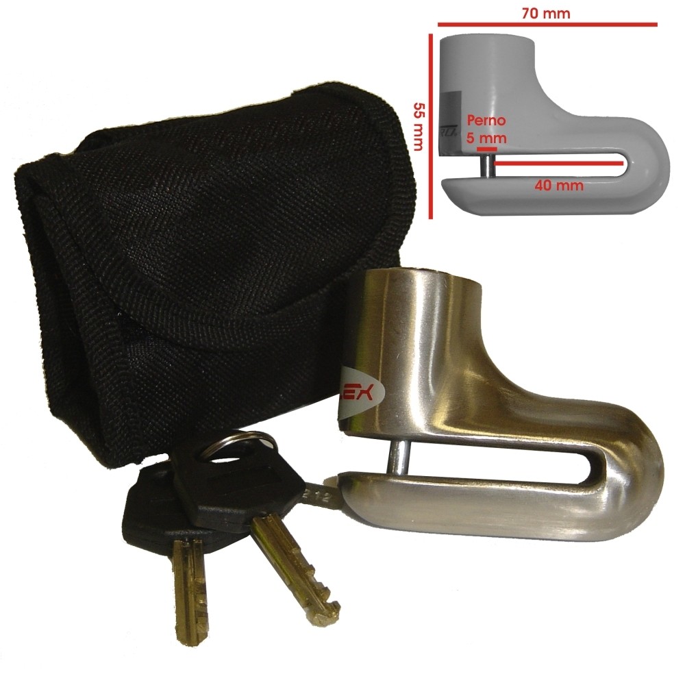 Lucchetto Blocca Disco Antifurto Moto Scooter Perno Acciaio con Chiave Cromo