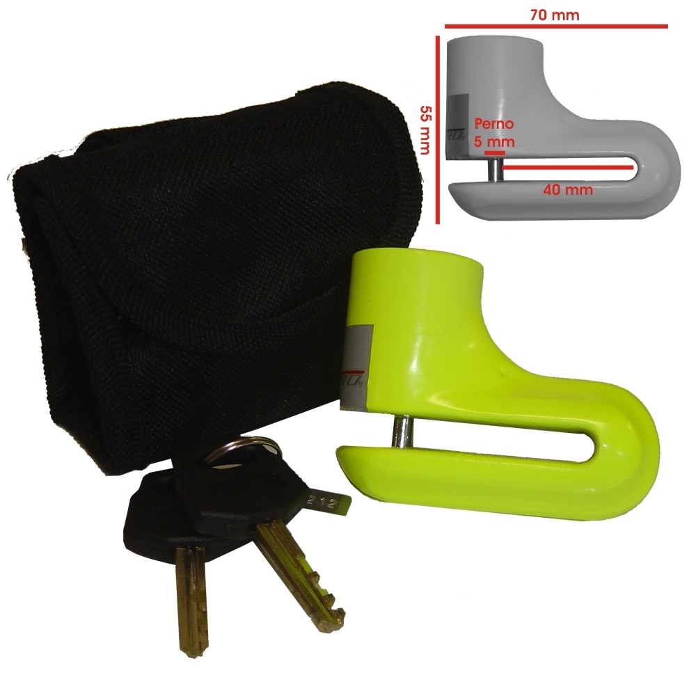 Lucchetto Blocca Disco Antifurto Moto Scooter Perno Acciaio con Chiave Giallo