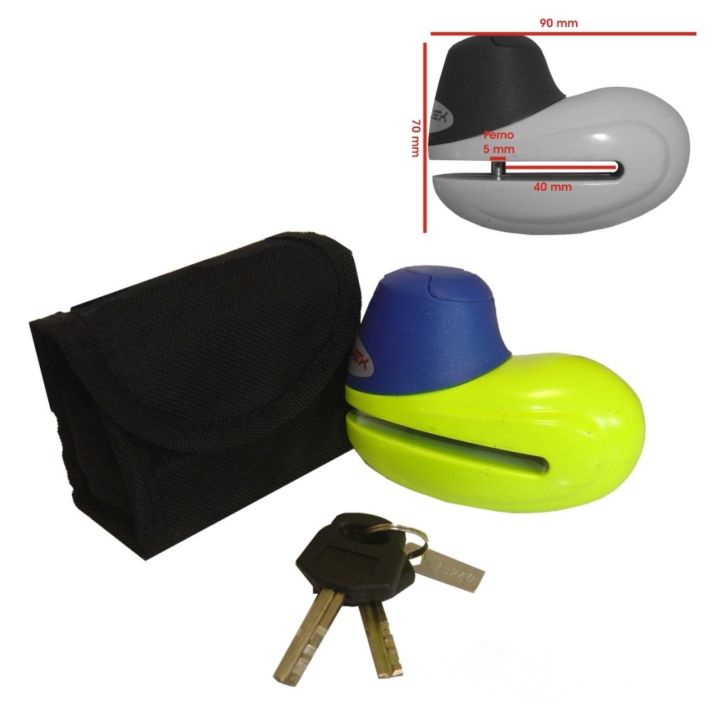 Bloccadisco Lucchetto Antifurto Perno 5 mm Acciaio Moto Scooter Chiave Giallo