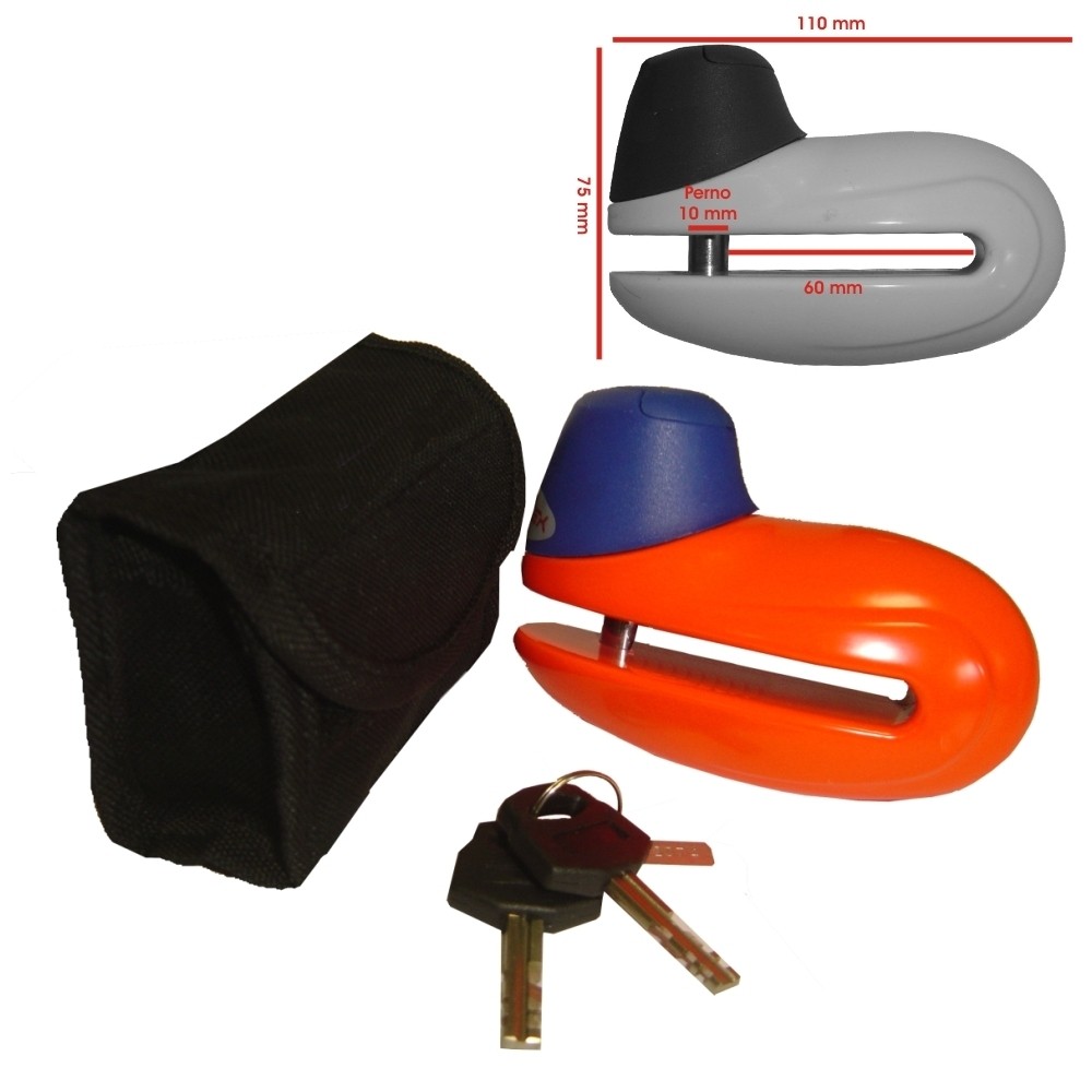 Bloccadisco Lucchetto Perno Acciaio  Antifurto Moto Scooter con Chiave Arancione
