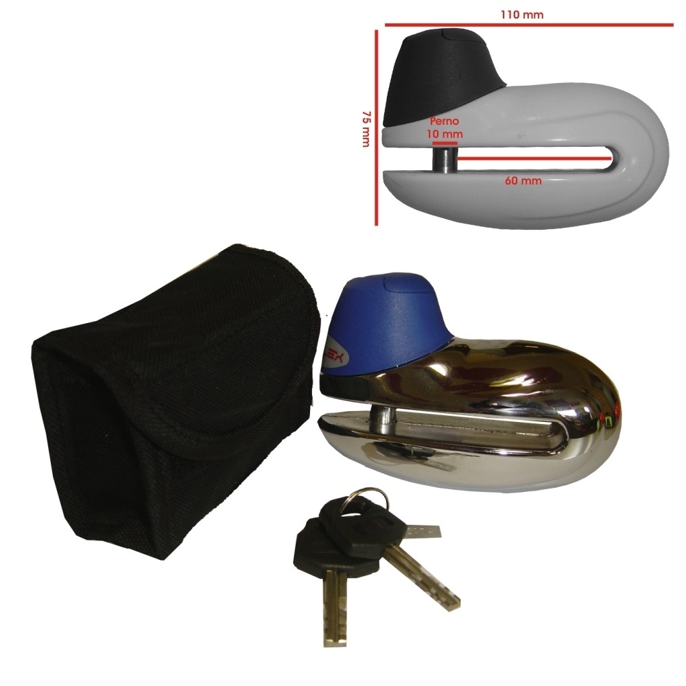 Bloccadisco Lucchetto Perno Acciaio  Antifurto Moto Scooter con Chiave Cromo