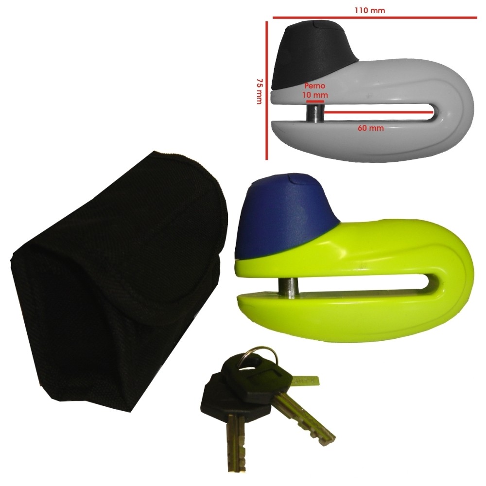 Bloccadisco Lucchetto Perno Acciaio  Antifurto Moto Scooter con Chiave Giallo