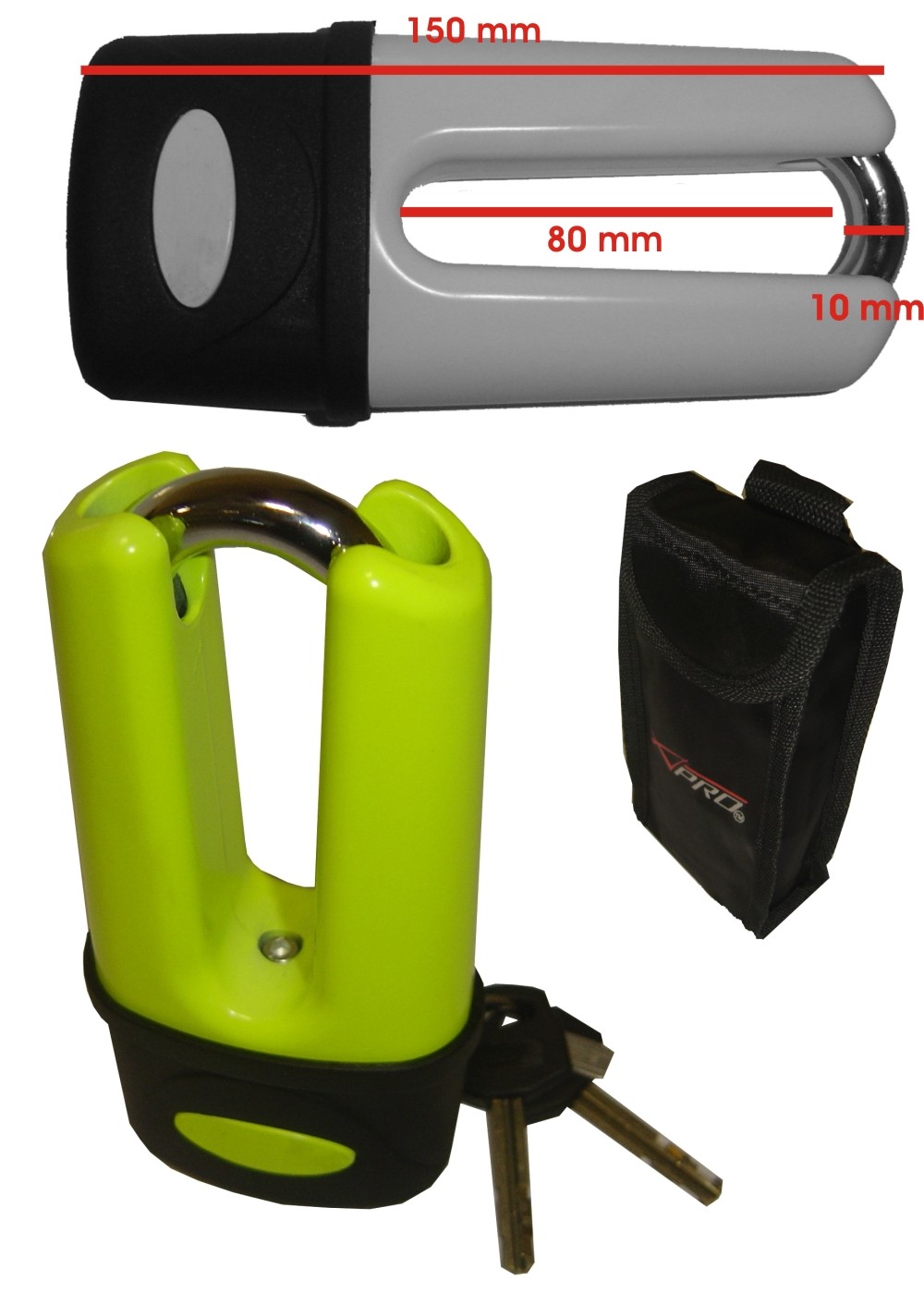 Lucchetto Bloccadisco Perno Acciaio Antifurto Moto Scooter con Chiave Giallo