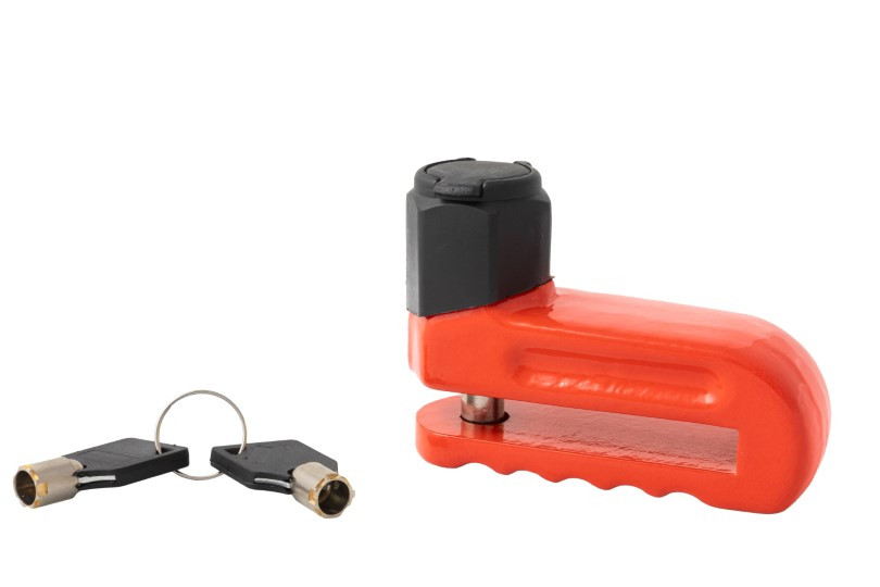Bloccadisco Lucchetto Antifurto Perno Acciaio Moto Scooter con Chiave Arancione