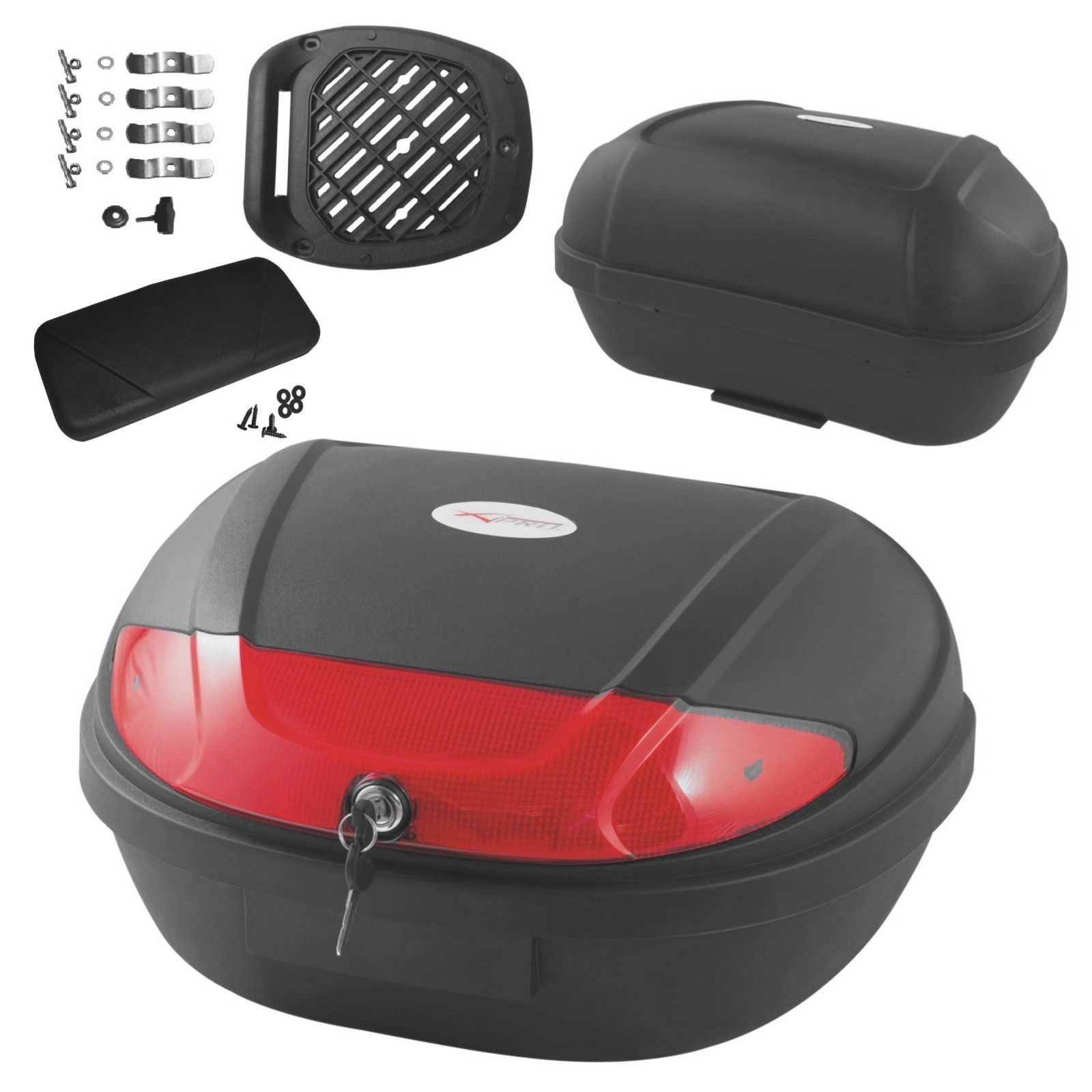 Wiltec Bauletto da Moto 48l Nero Opaco Bagagliaio Baule per Scooter Quad