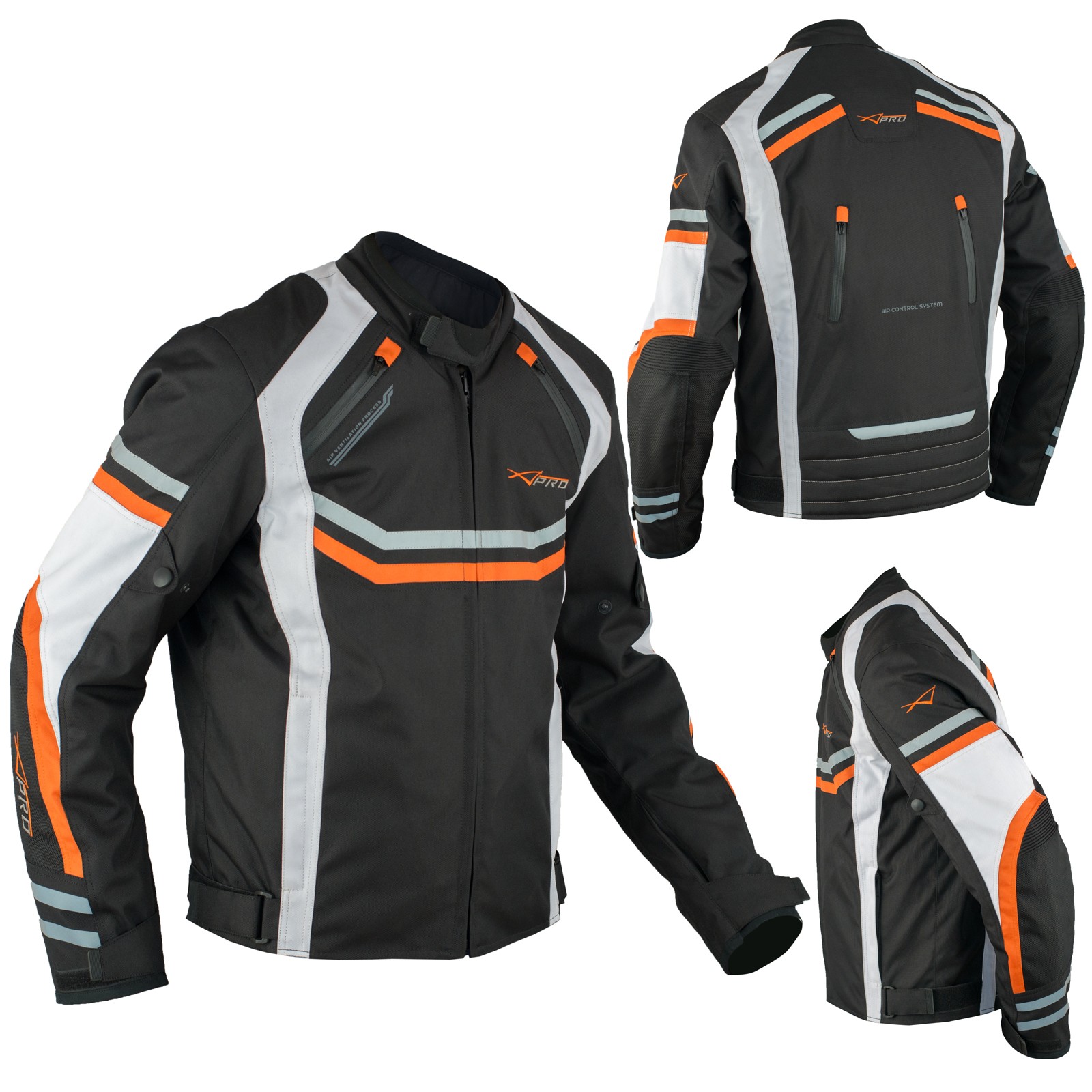 Giacca Moto Sportiva Tessuto Ventilata Riflettente Protezioni CE Arancione