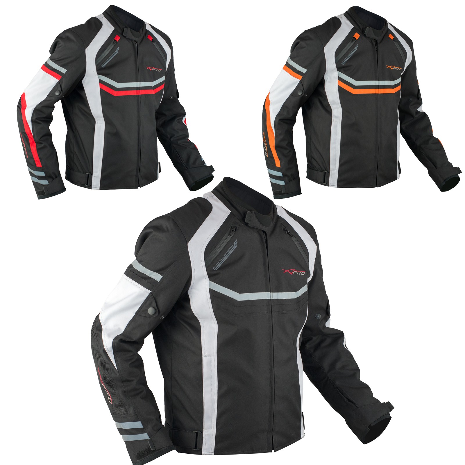 Giacca Moto Sportiva Tessuto Ventilata Riflettente Protezioni CE Traspirante