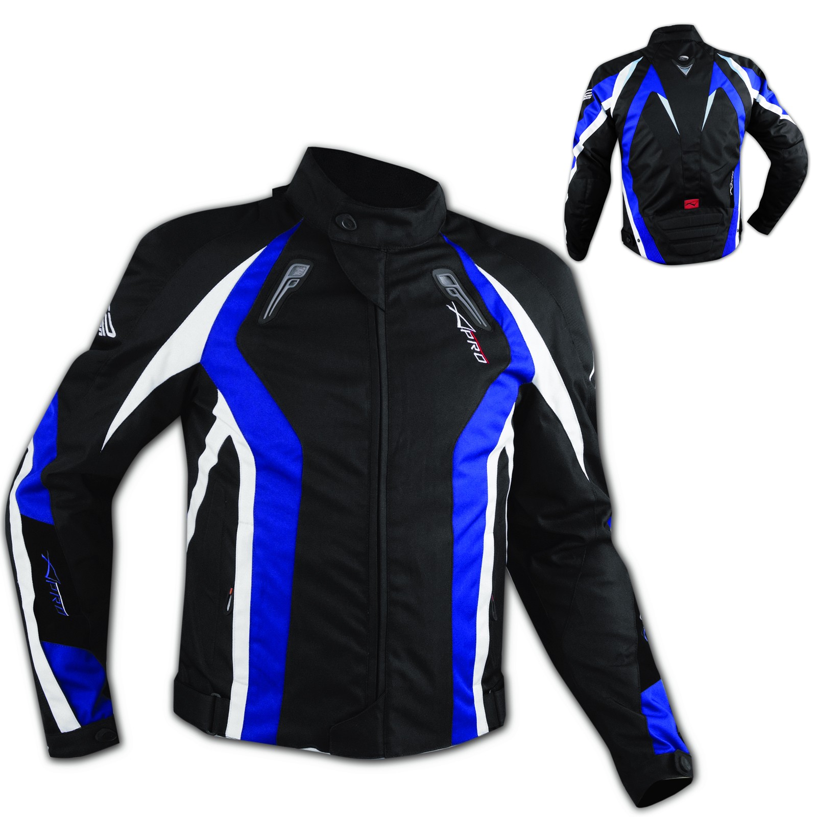 Giacca Cordura Tessuto Sportiva Traspirante Moto Termico Protezioni CE Blu
