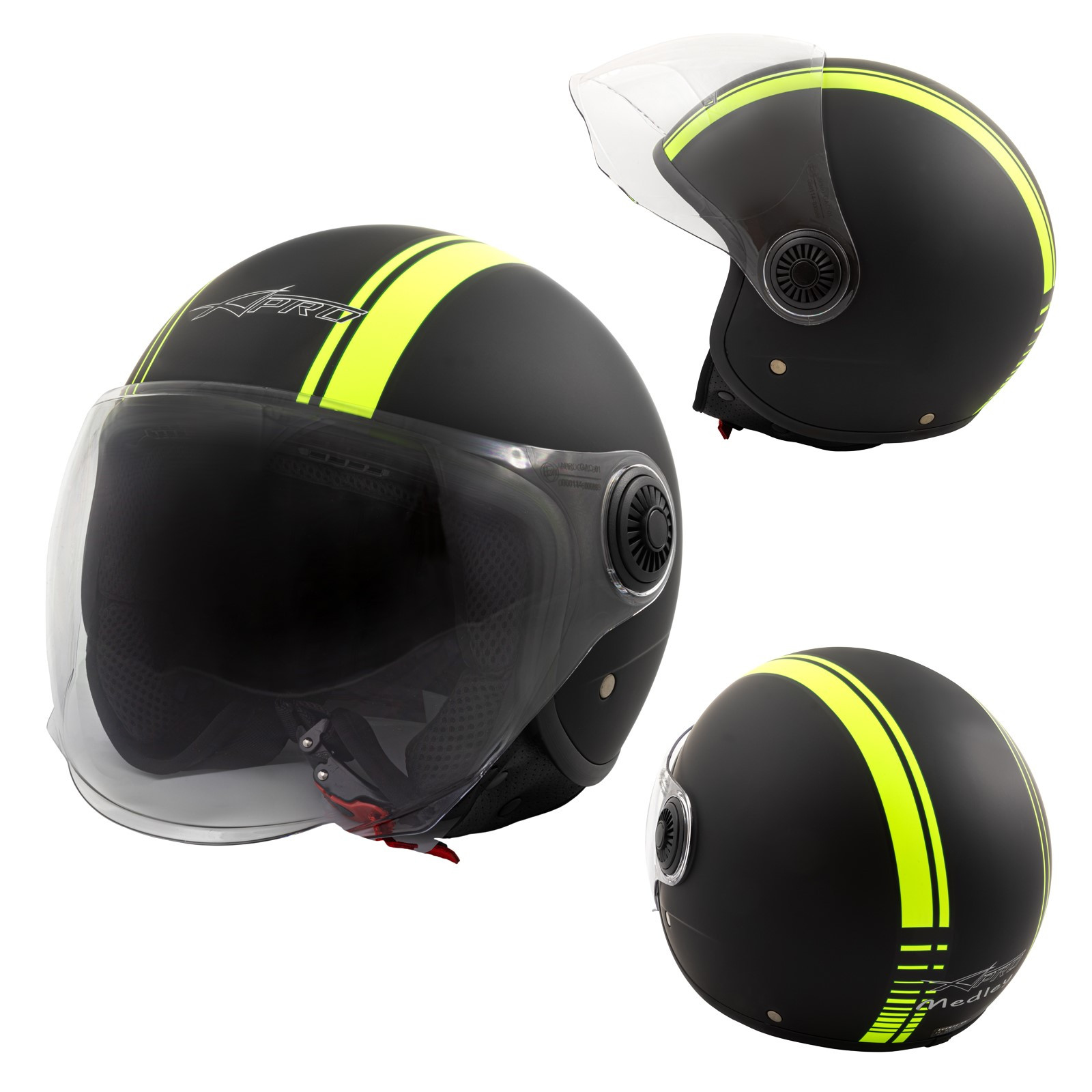 Jet Helmet Medley A-Pro Moto mat black fluo Sonicmotoshop Composit