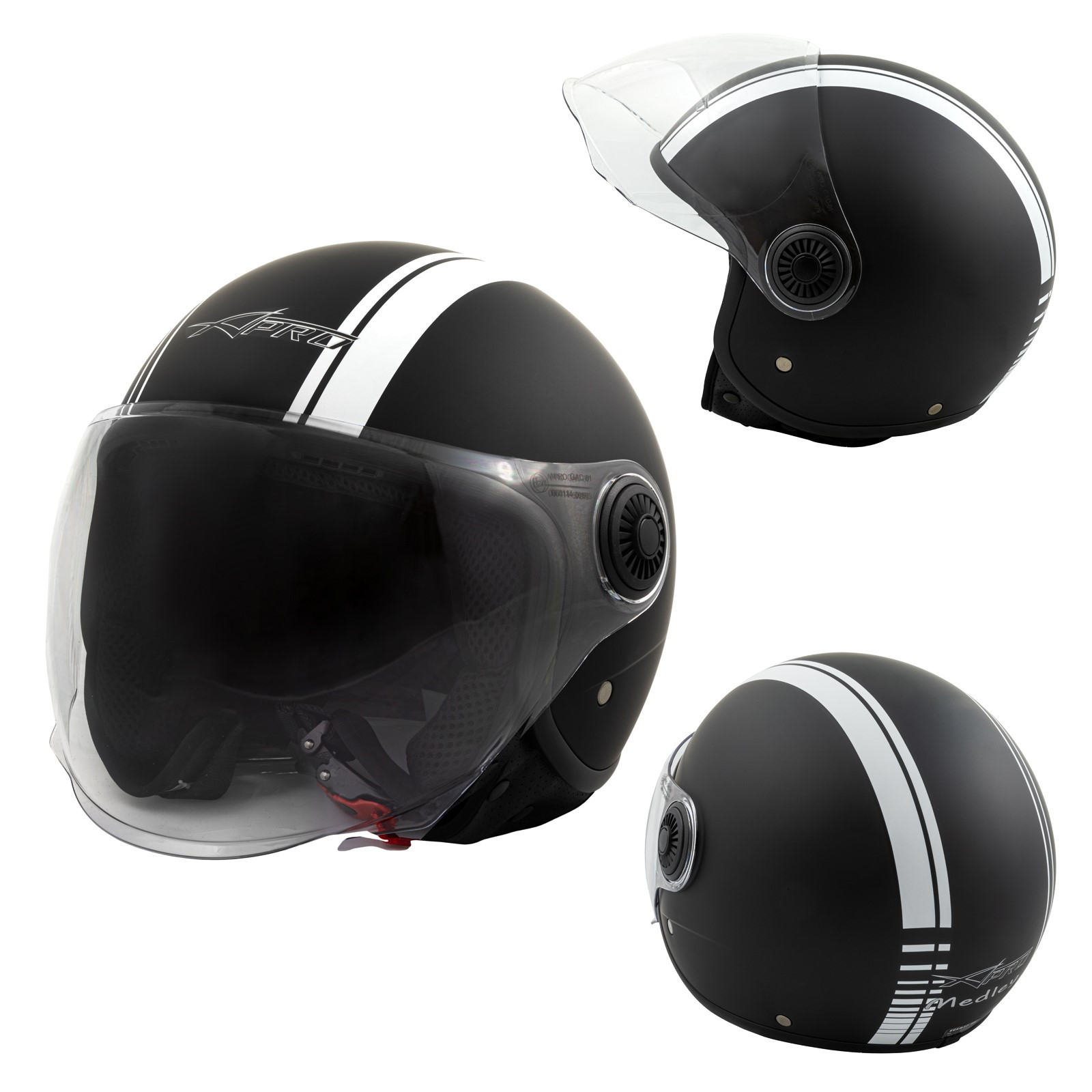 Jet Helmet Medley A-Pro Moto mat black white Sonicmotoshop Composit