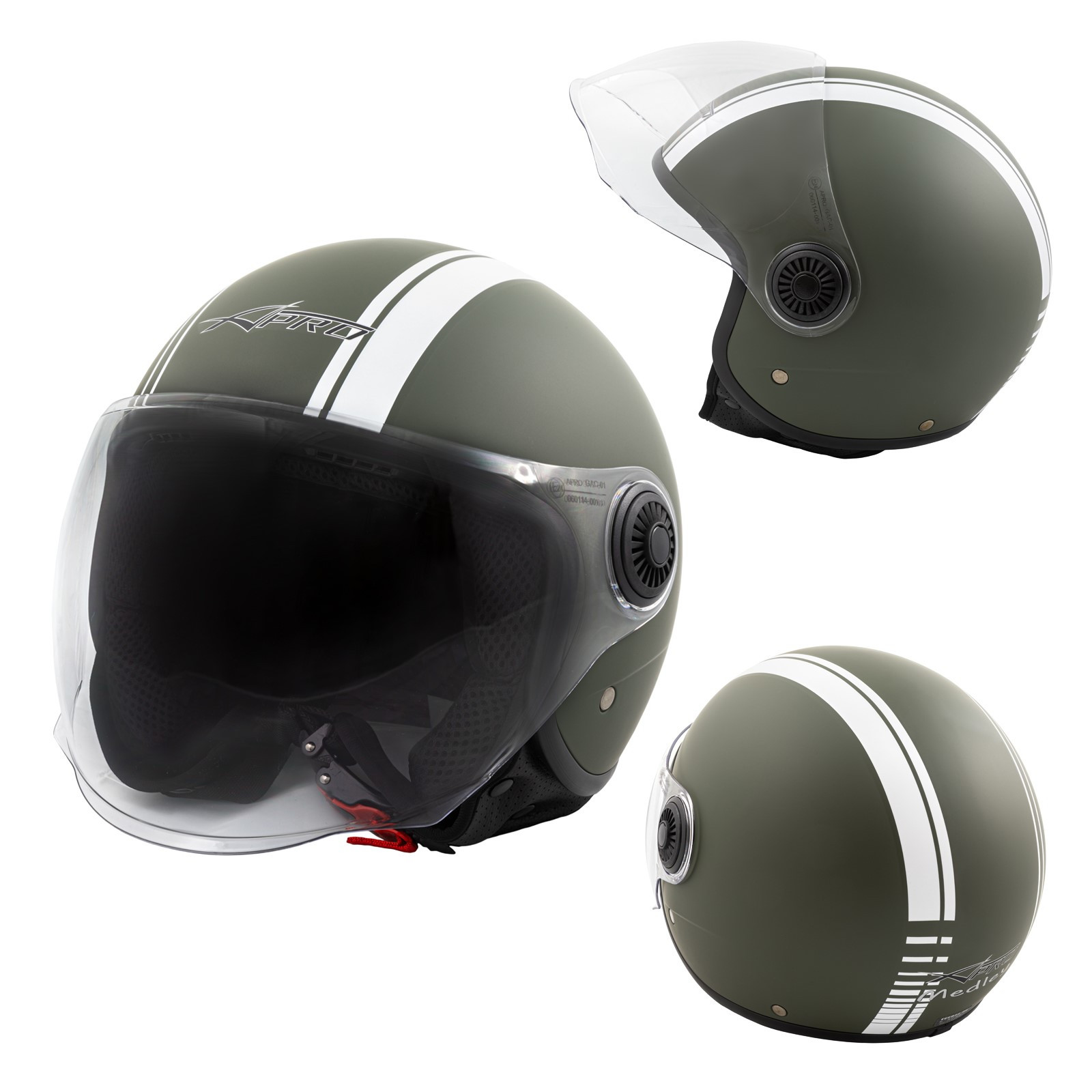 Jet Helmet Medley A-Pro Moto mat green white Sonicmotoshop Composit