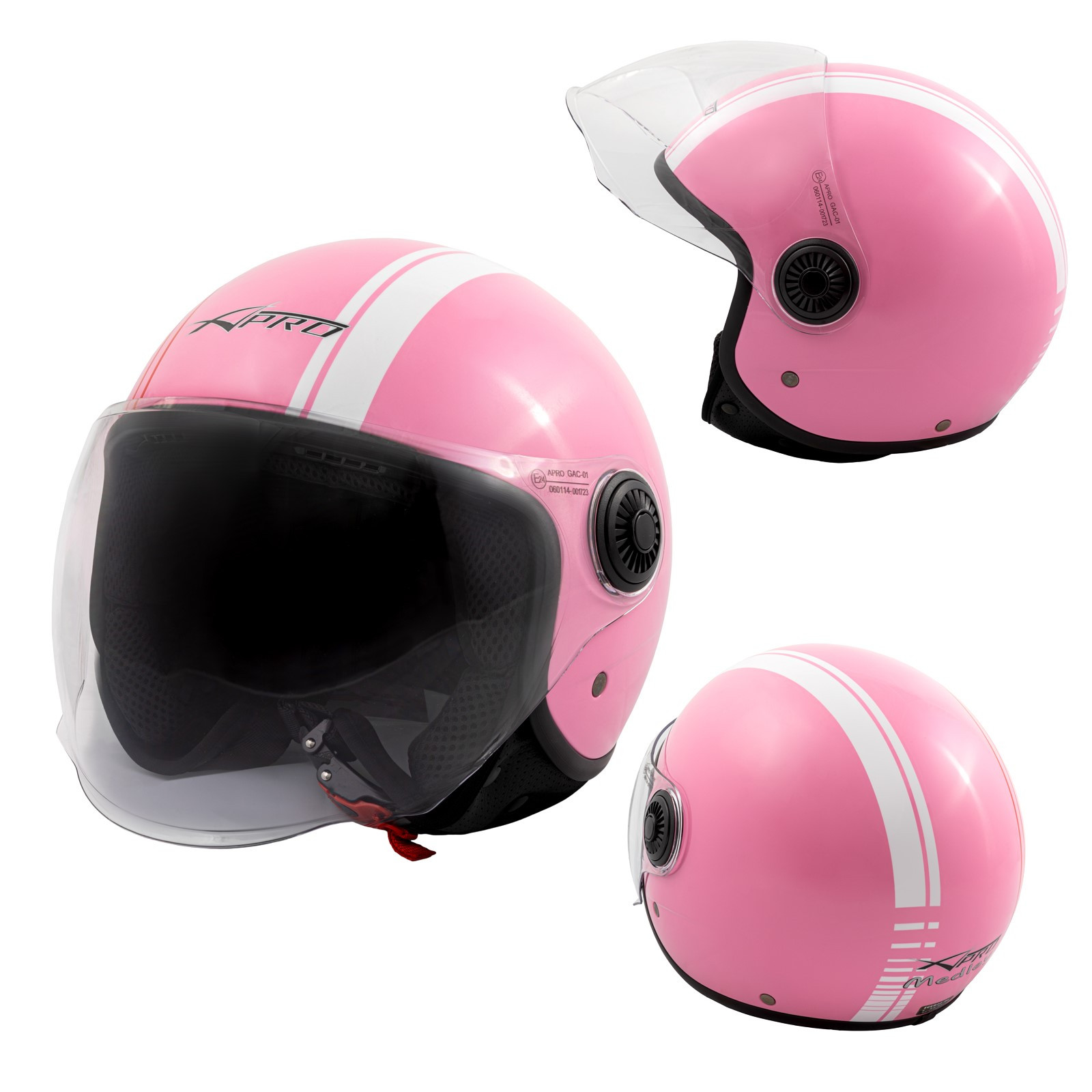 Casco jet rosa deals
