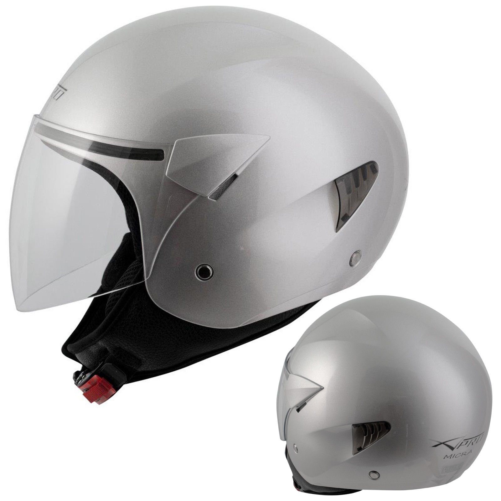 Casco Jet Scooter Moto Omologato ECE 22 Visiera Antigraffio Grigio