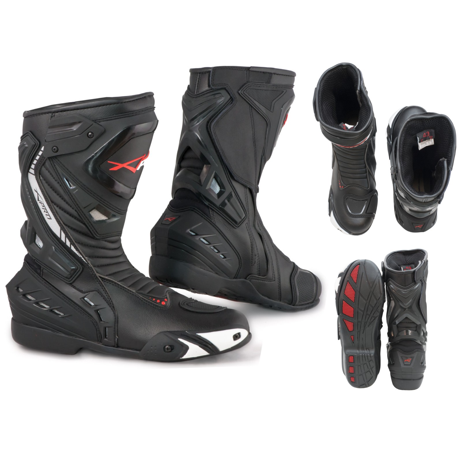 Monaco-A-Pro-Stivale-Boots-Nero-Black-Motorcycle-Sonic-Moto