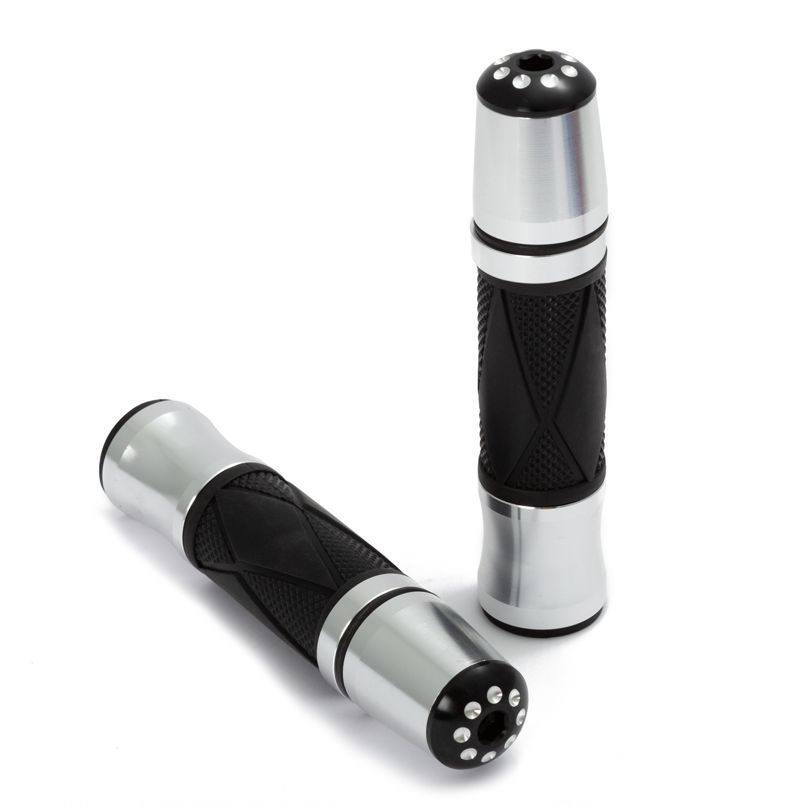 APro Manopole Custom Metallo Anti Vibrazioni Moto Manubrio Universali Argento