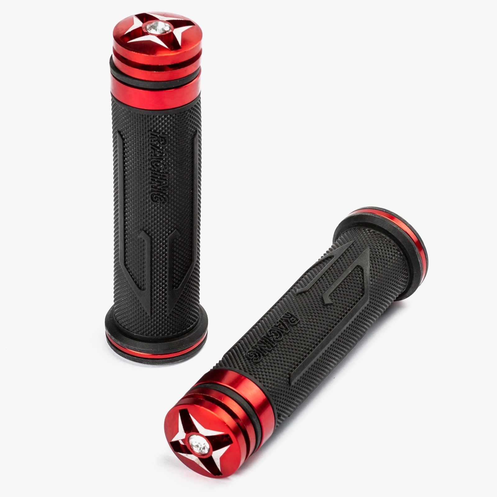 Moto Manopole Manubrio Gomma Antiscivolo Universale Motocross SonicMoto Rosso