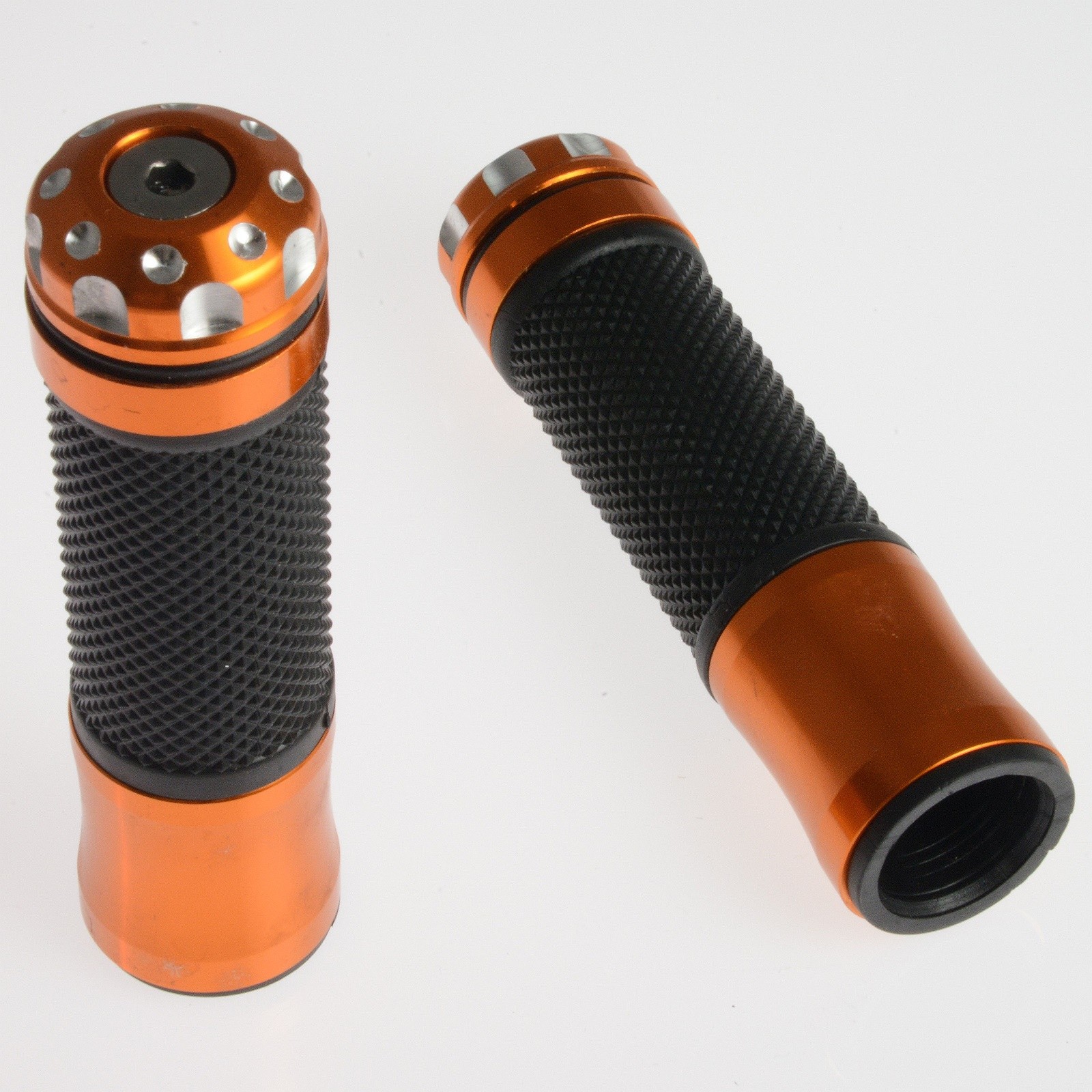 Coppia Manopole Metallo Gomma Moto Scooter Custom Universali Manubrio ORO 